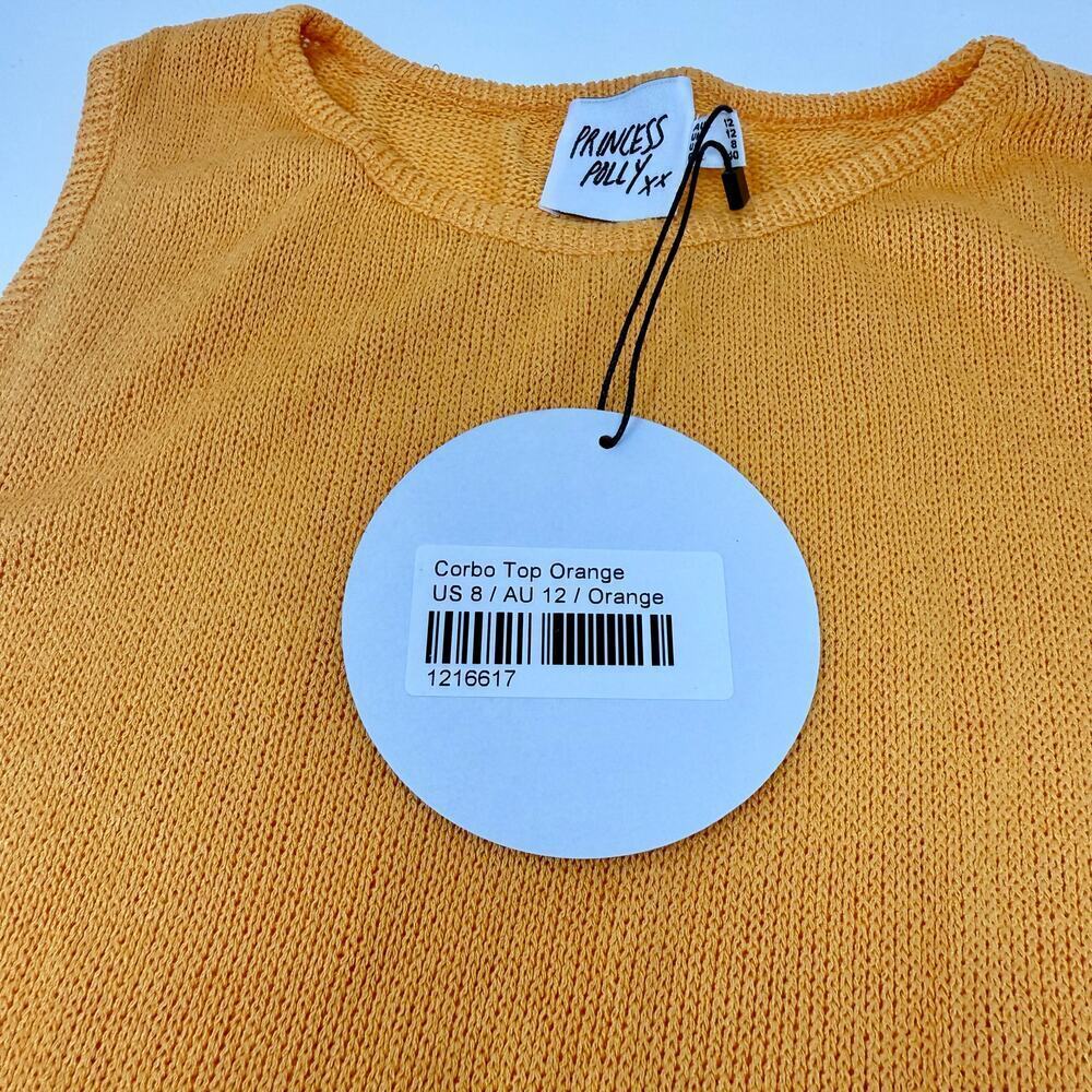 Princess Polly Corbo Tank Top Orange Size 8 Open Knit *New with Tags* - Picture 7 of 8
